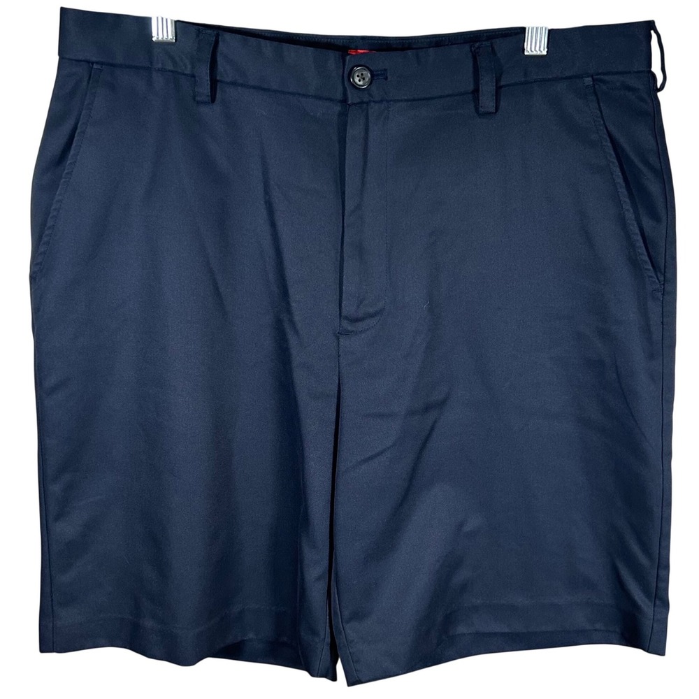 IZOD Mens Golf Shorts Navy Blue Flat Front Performance Size 36 Polyester